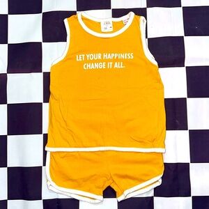 Zara Baby Boys “Let Your Happiness Change It All” Tank & Shorts Set Yellow 2-3